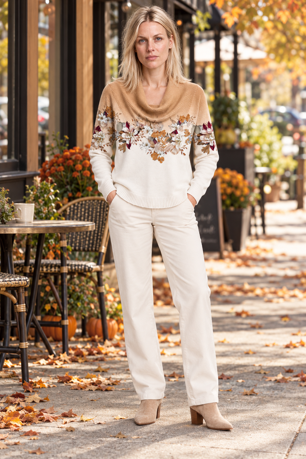 Sabina | Floral Cowl Neck Jumper