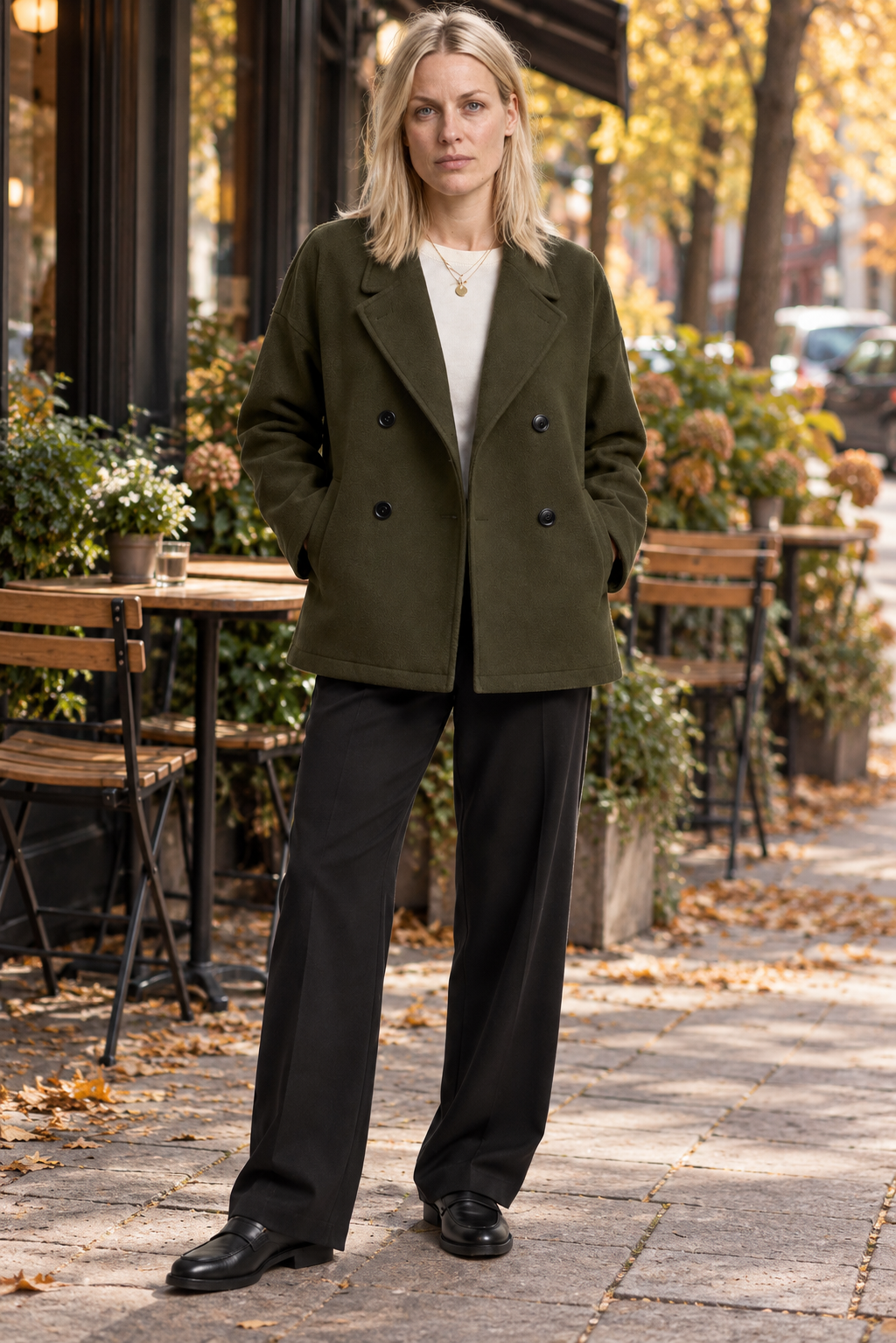 Oriel | Double-Breasted Stand-Collar Pea Coat