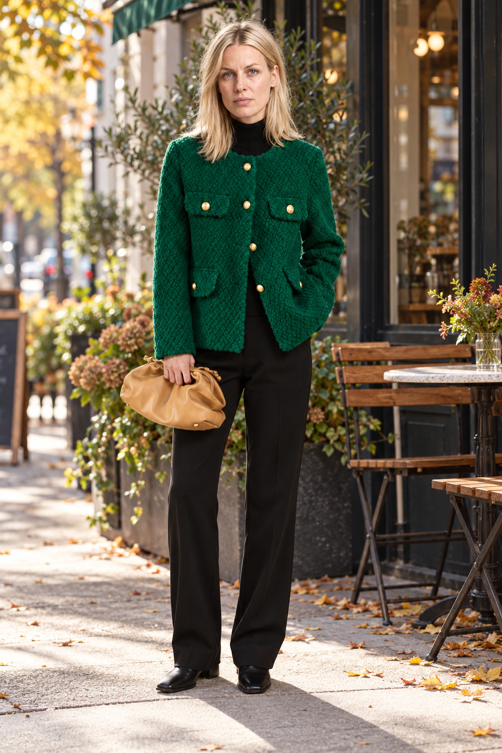 Elspeth | Textured Tweed Gold-Button Jacket