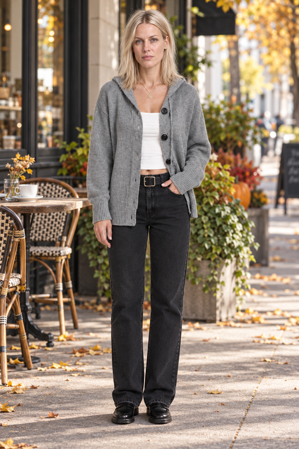 Hyacinth | Hooded Button-Down Cardigan