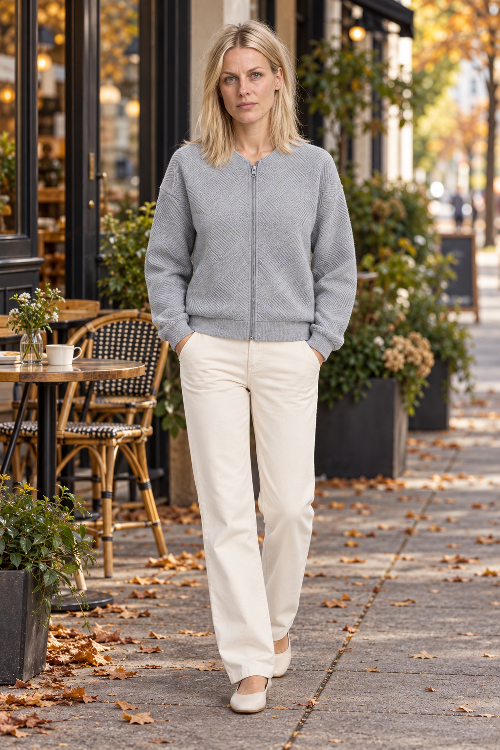 Florence | Textured Zip-Up Bomber Jacket
