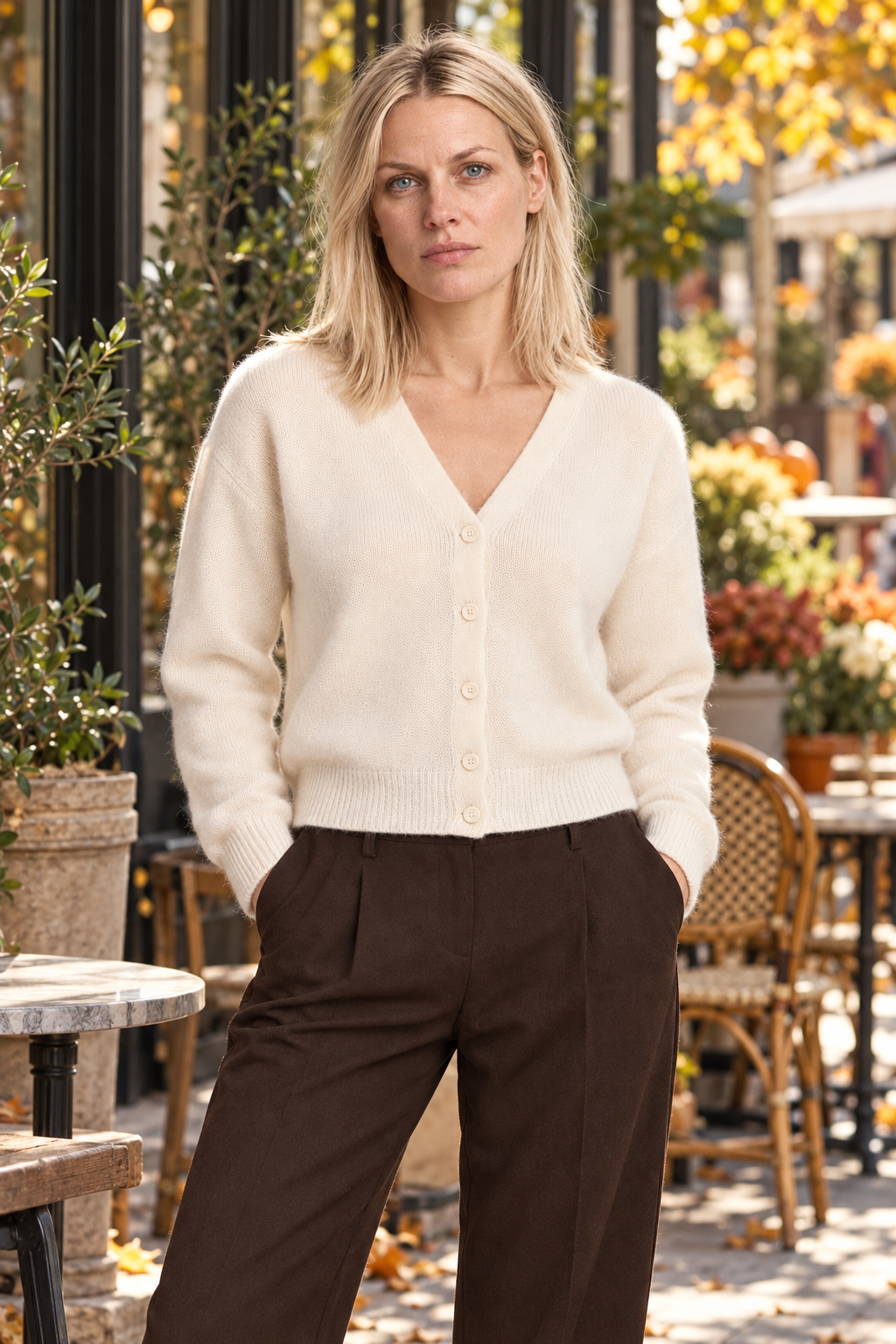 Ilse | Brushed V-Neck Button Cardigan