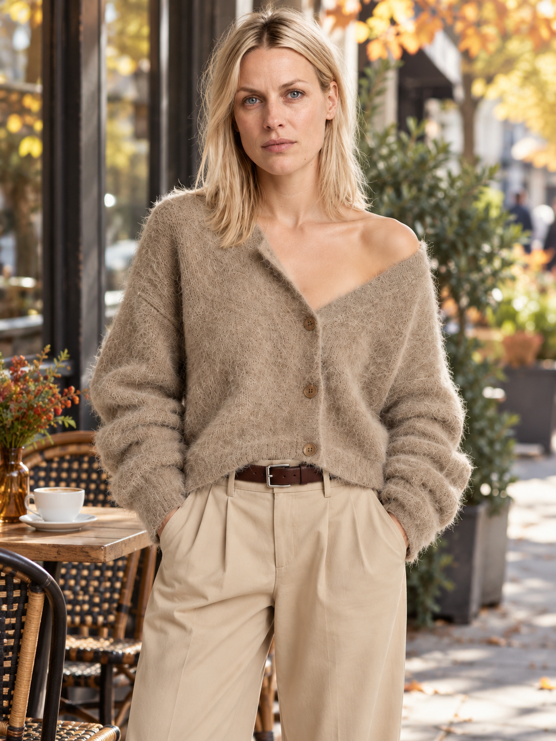 Isolde | Fuzzy Cropped Button Cardigan