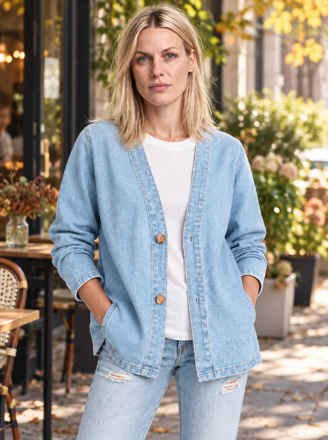 Fionnuala | Denim Button-Down Cardigan