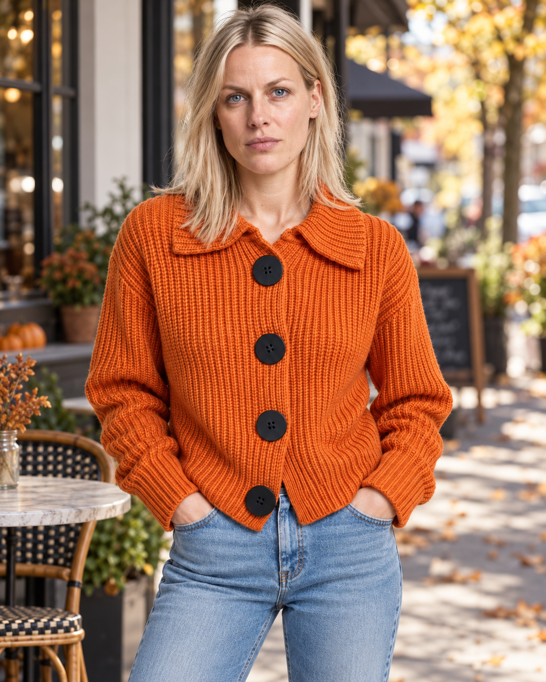 Geraldine | Chunky Ribbed Collared Cardigan