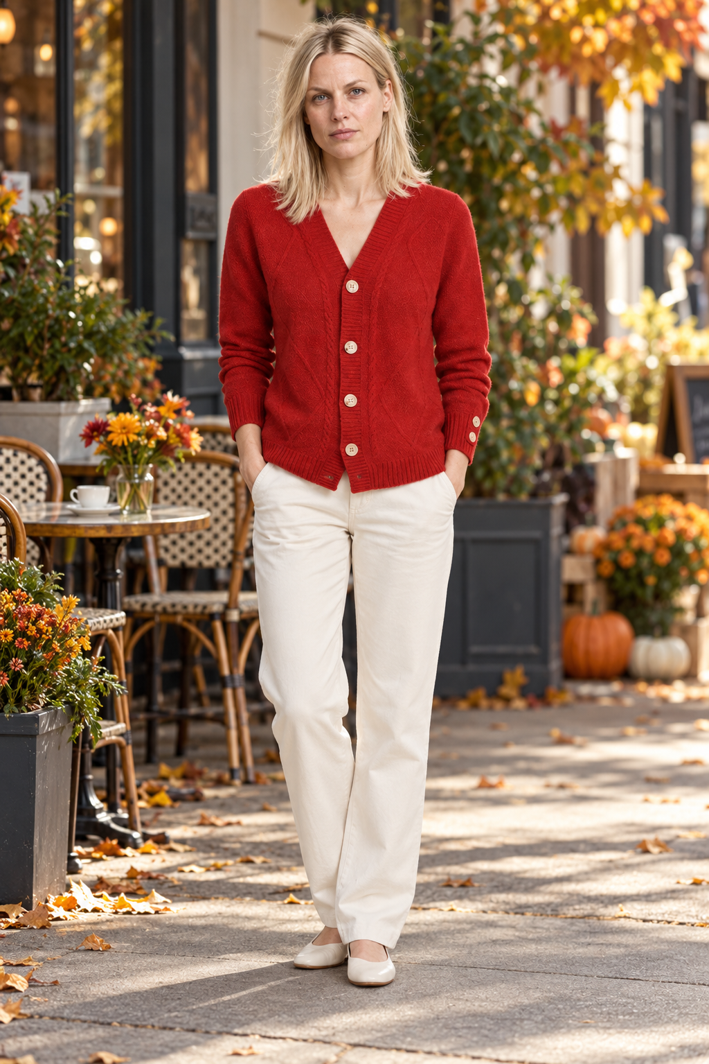 Solveig | Wool Knit V-Neck Button Cardigan