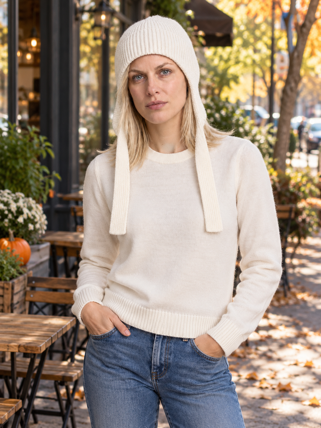 Ariadne | Ribbed Knit Tie-Up Earflap Hat
