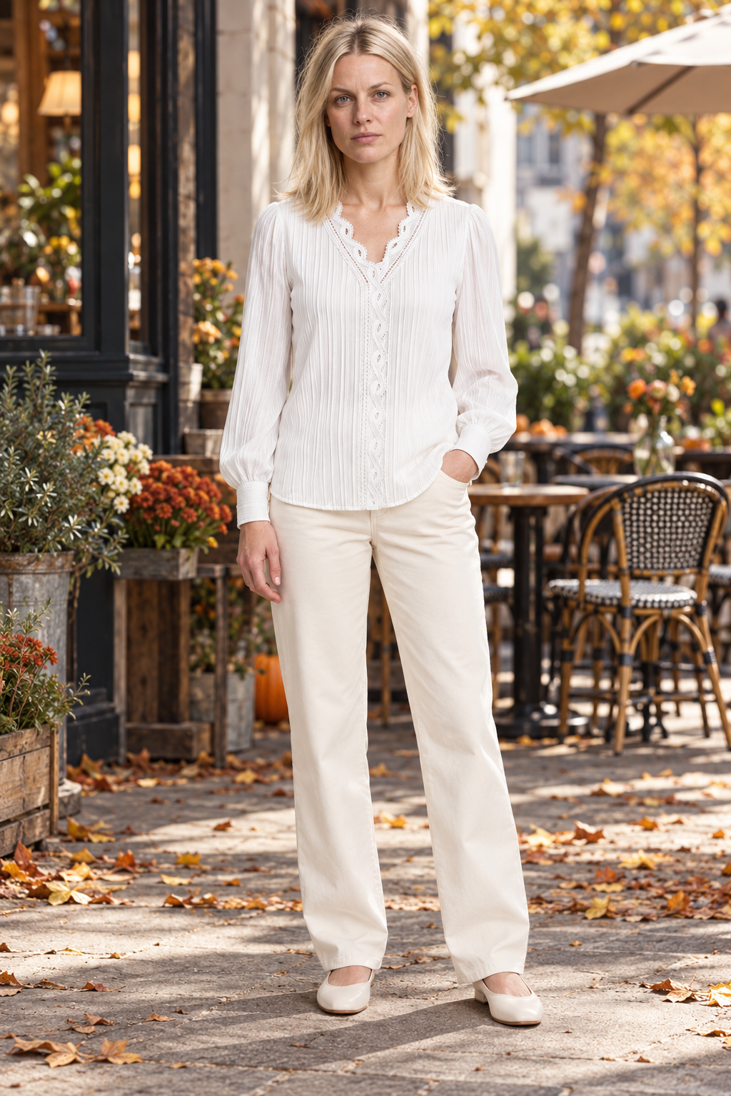 Andrea | Lace-Trim Pullover Blouse