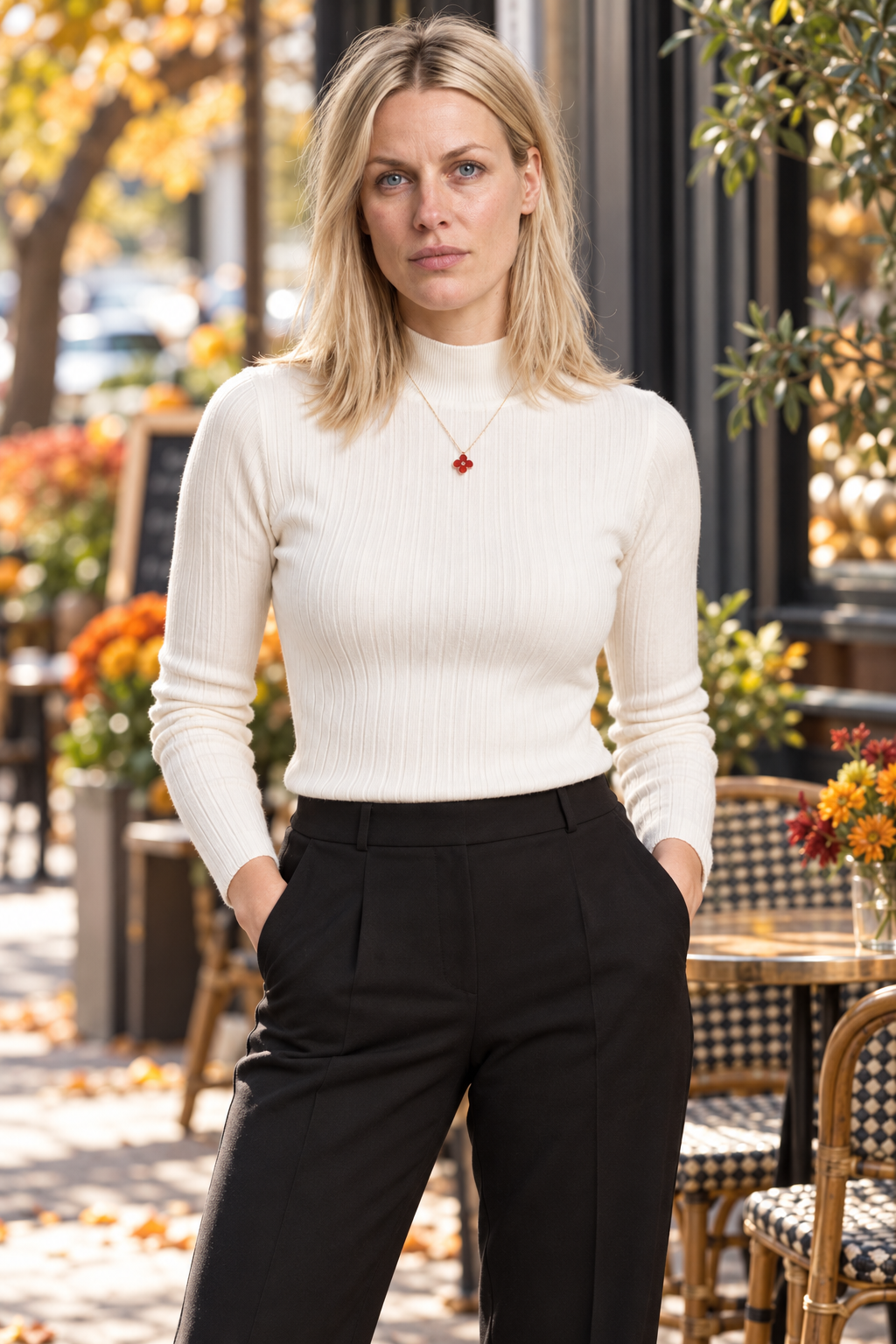 Gretchen | Slim-Fit Mock Neck Knit Top