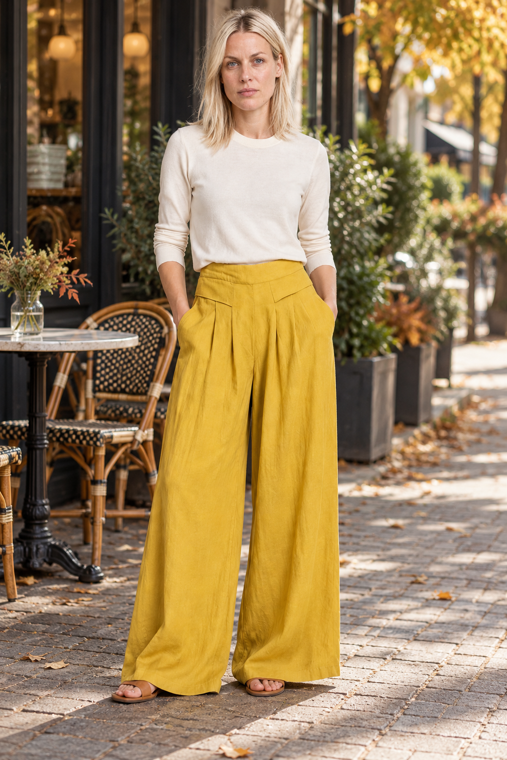 Ronja | Pleated Elastic-Back Wide-Leg Palazzo Pants