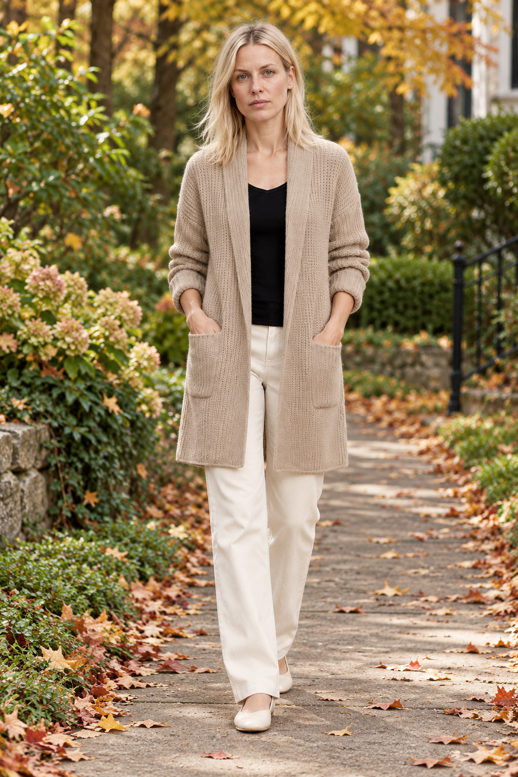 Frieda | Waffle-Knit Longline Cardigan Coat