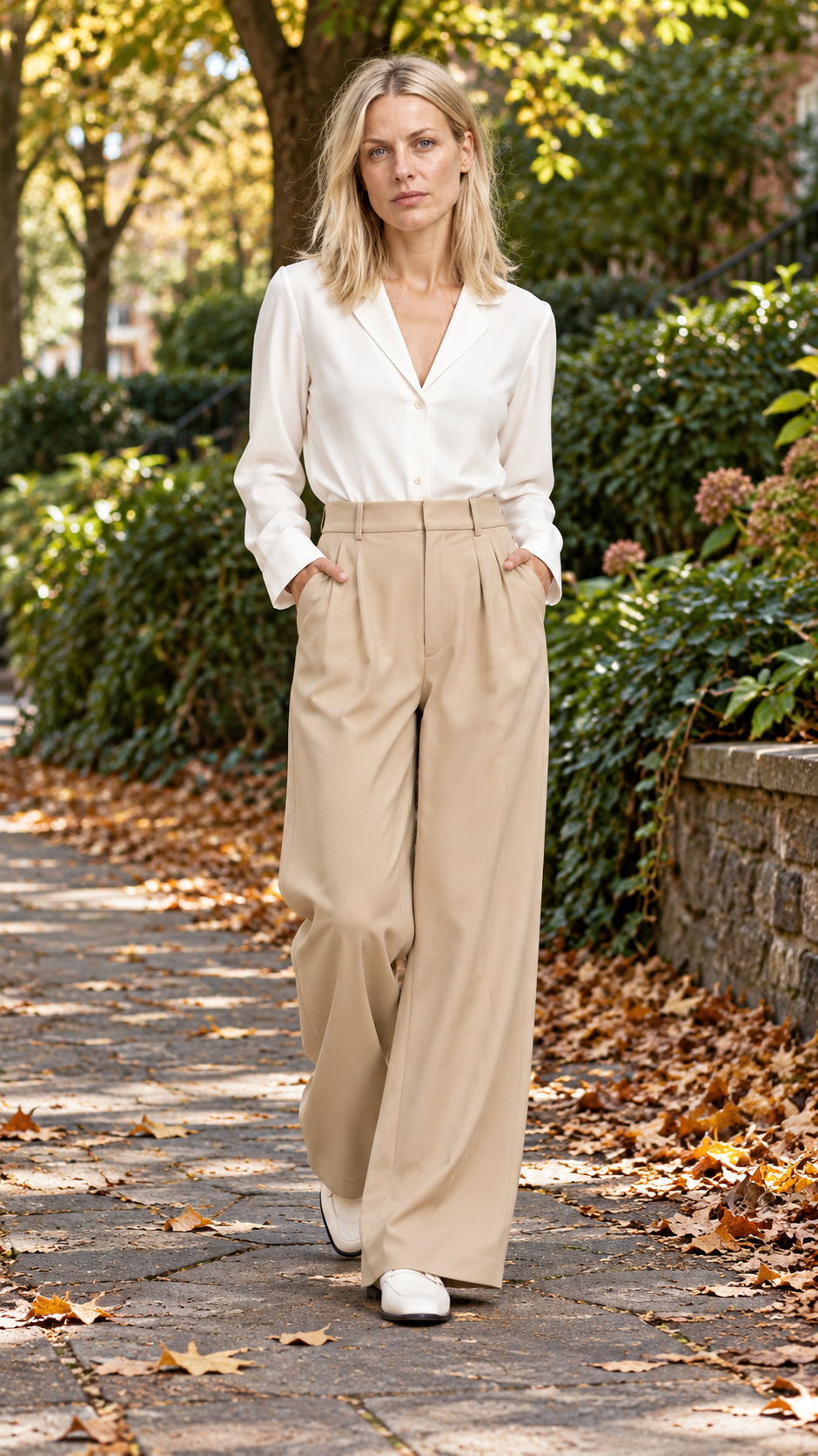 Riikka | High-Waisted Front-Pleat Wide-Leg Trousers