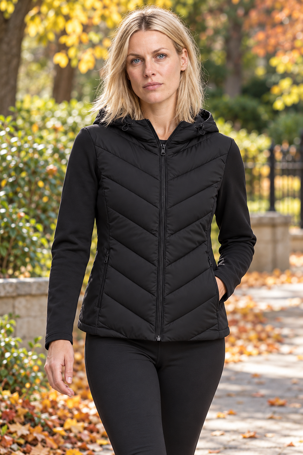 Jasna | Hooded Chevron-Quilted Hybrid Jacket