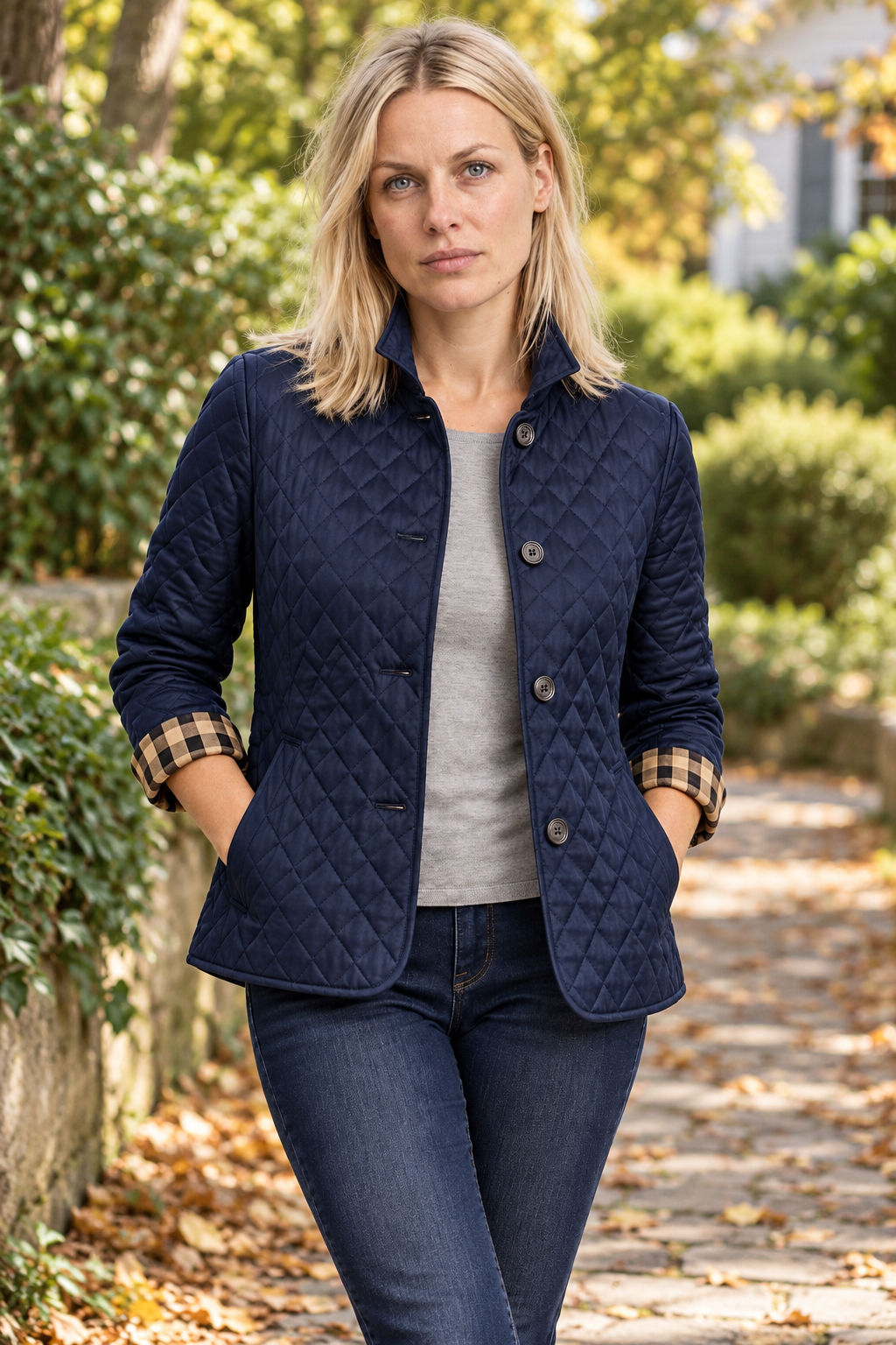 Jelena | Diamond-Quilted Button-Front Jacket