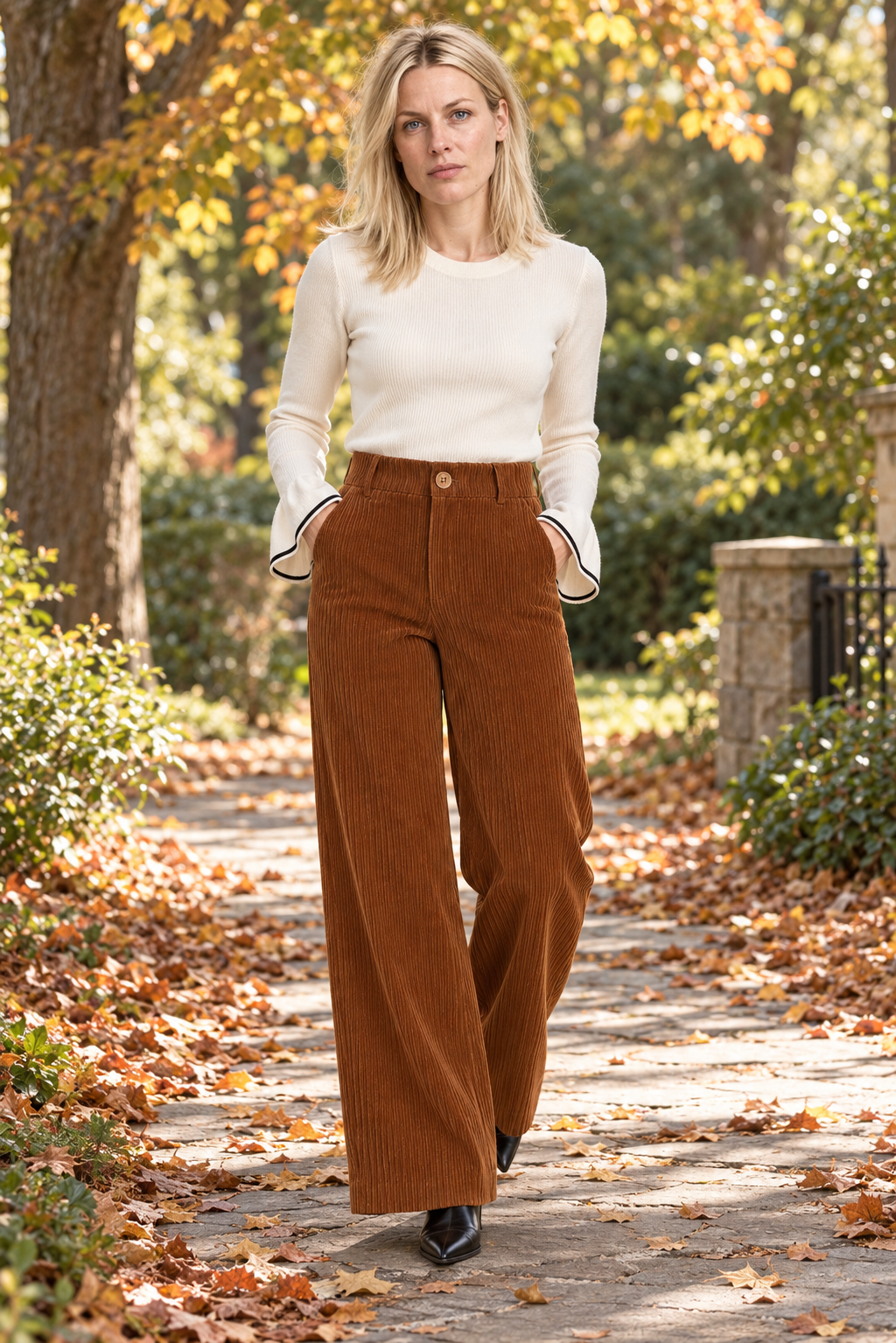 Parisa | High-Waisted Wide-Rib Corduroy Wide-Leg Trousers