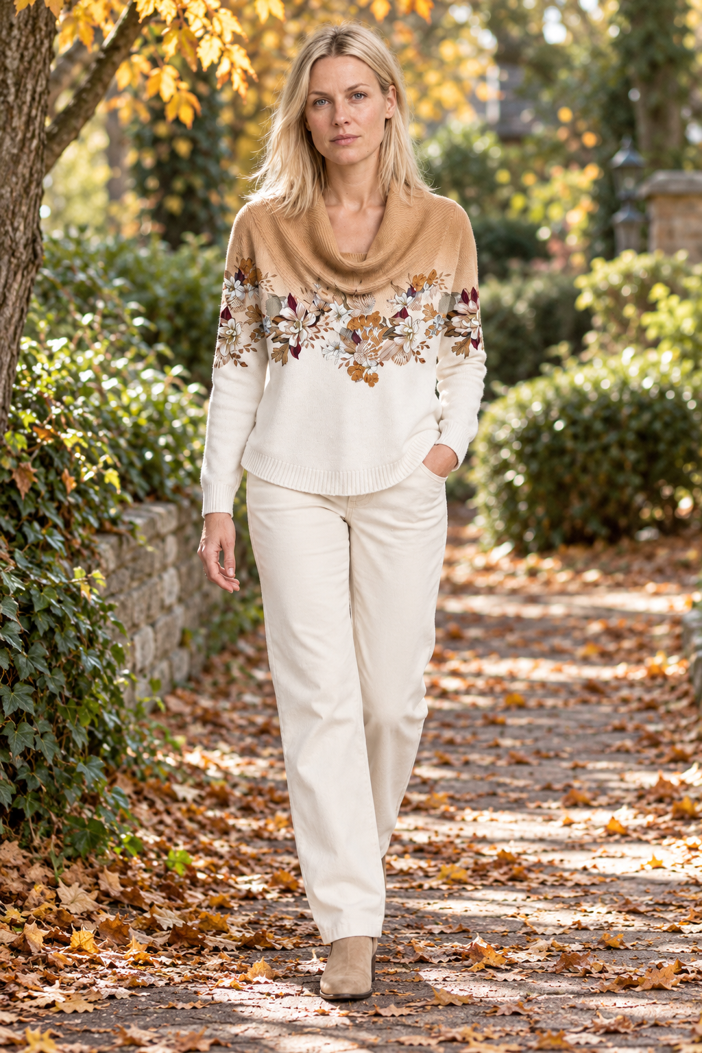 Sabina | Floral Cowl Neck Jumper
