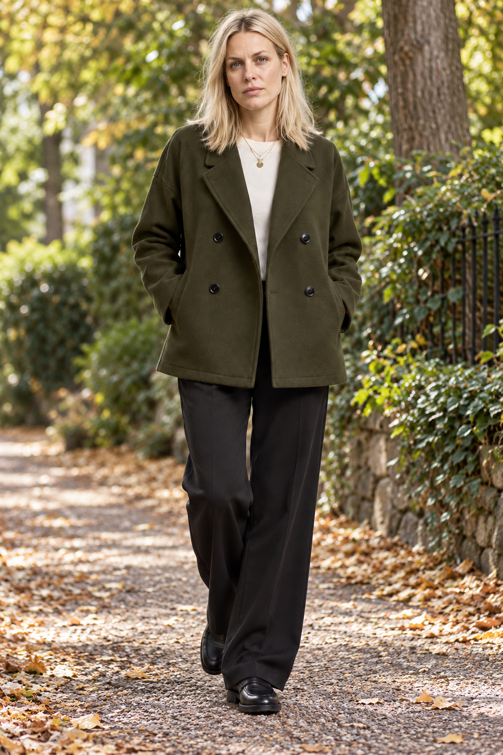 Oriel | Double-Breasted Stand-Collar Pea Coat