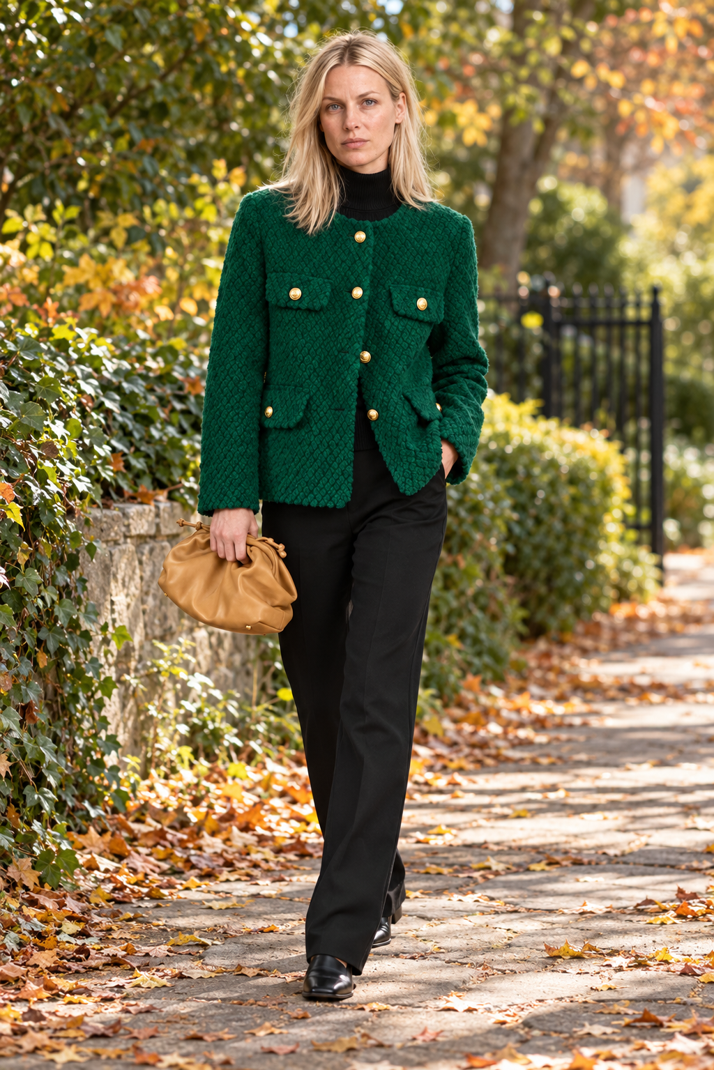Elspeth | Textured Tweed Gold-Button Jacket