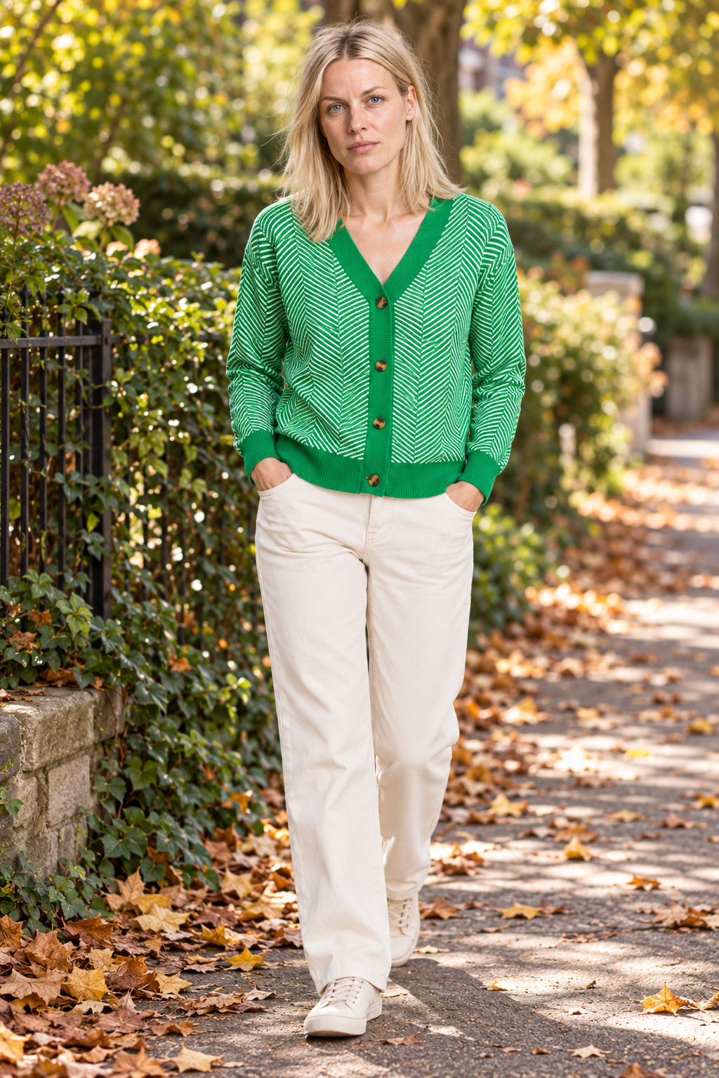 Fenella | Chevron Stripe V-Neck Cardigan