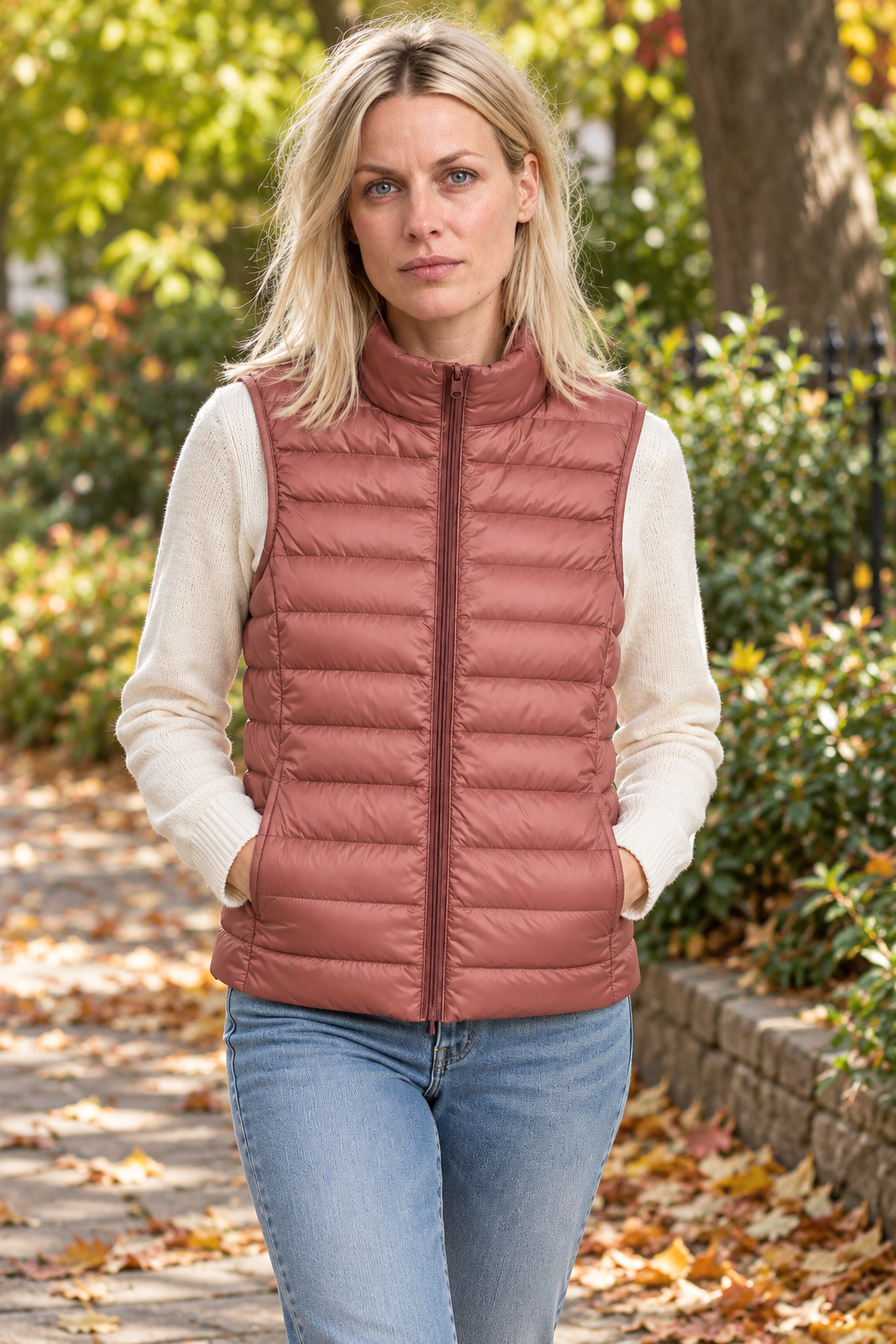 Karla | Stand-Collar Channel-Quilted Puffer Vest