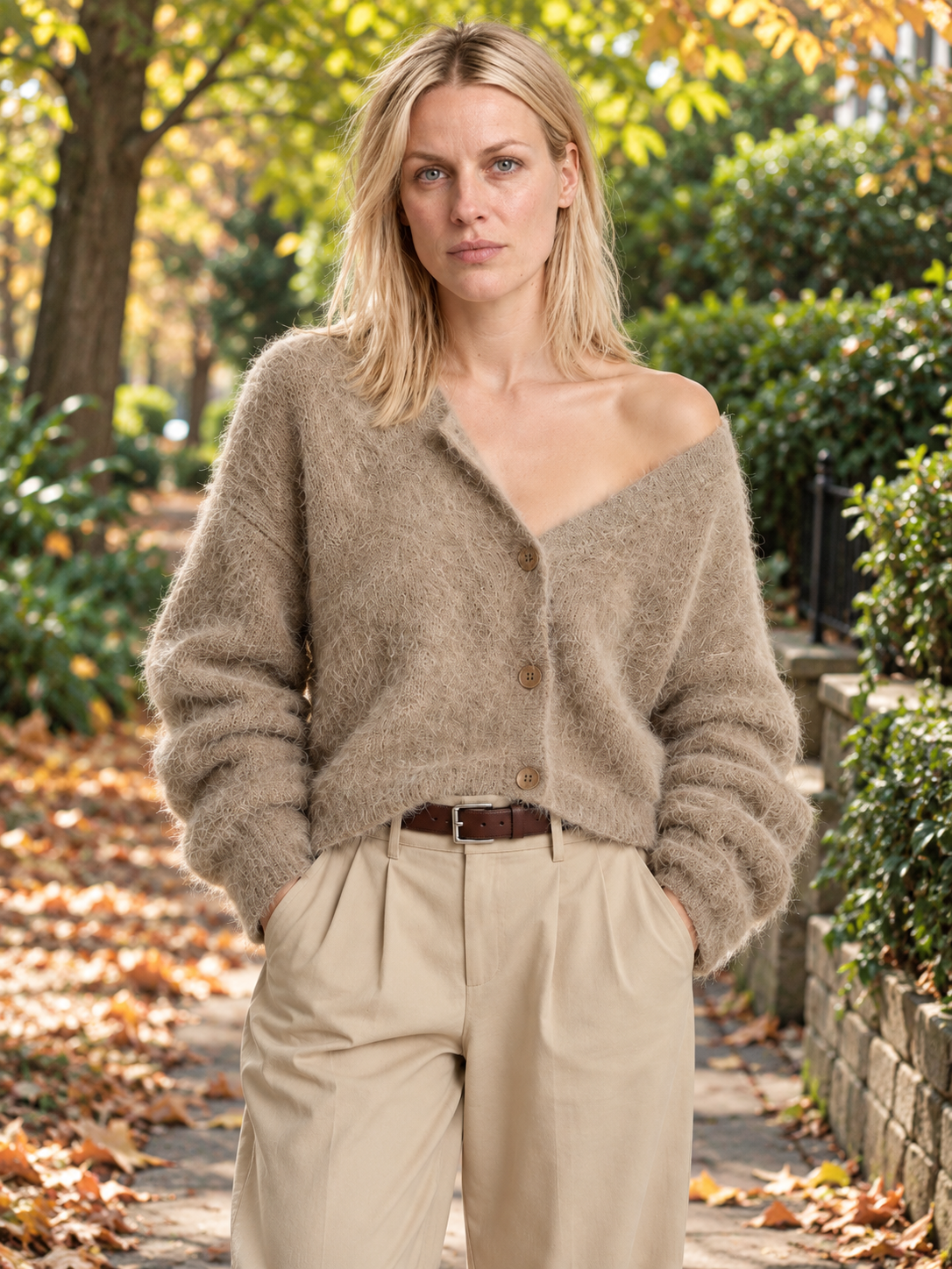 Isolde | Fuzzy Cropped Button Cardigan