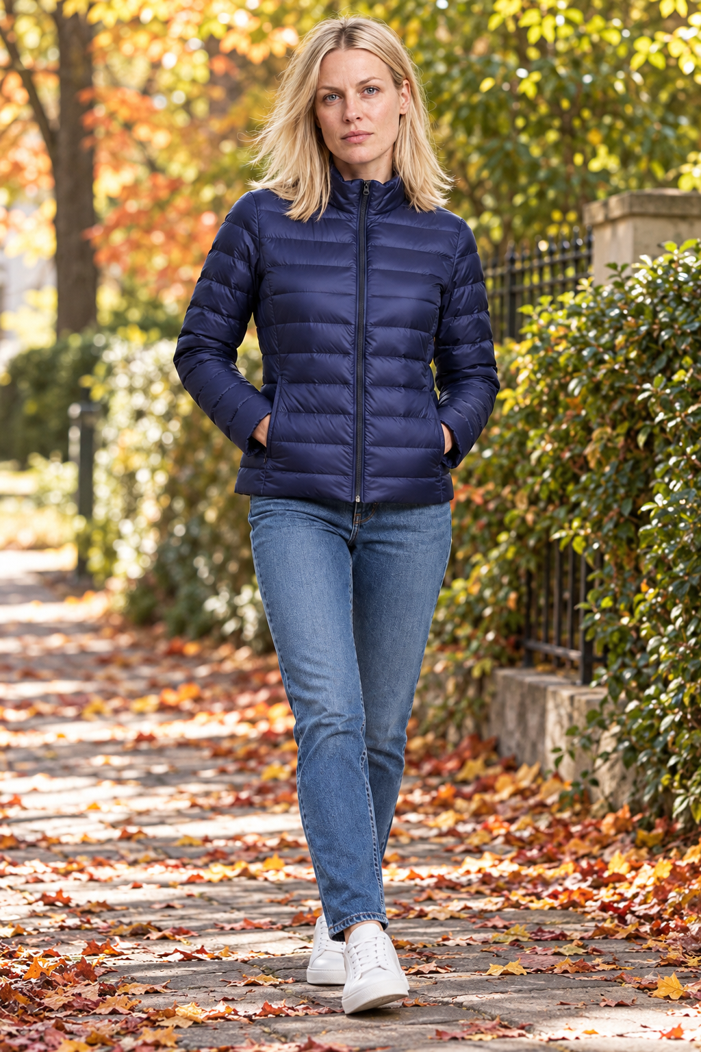 Lettice | Stand-Collar Fine-Quilted Zip-Up Puffer Jacket