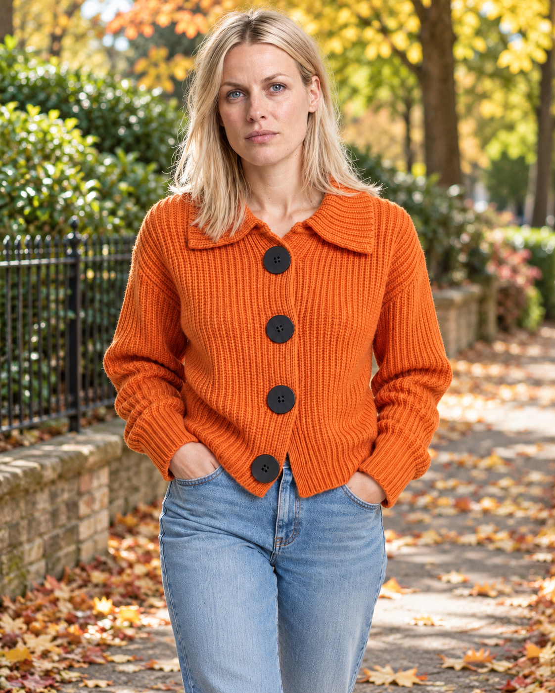Geraldine | Chunky Ribbed Collared Cardigan