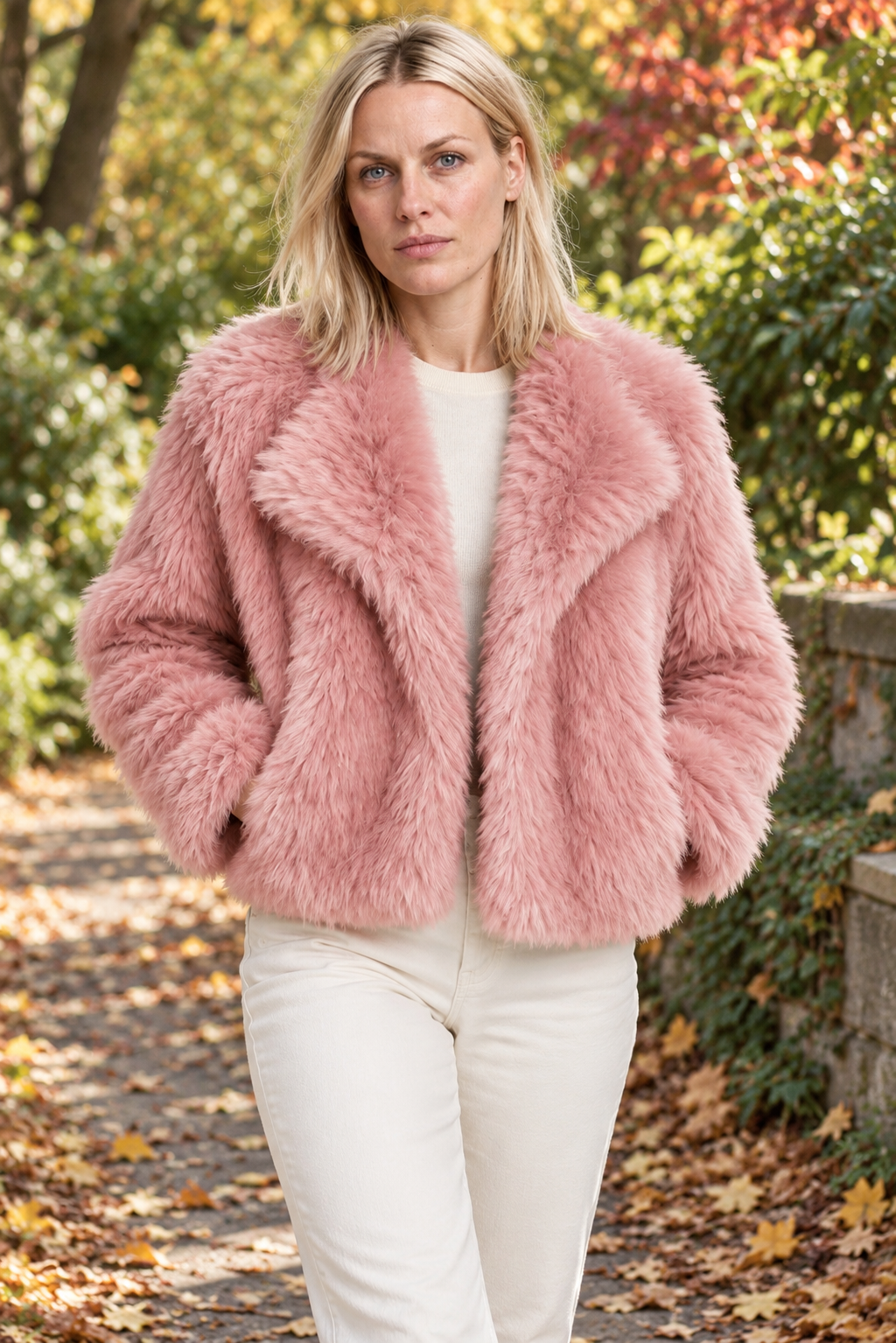 Faustina | Plush Wide-Lapel Open-Front Cropped Jacket
