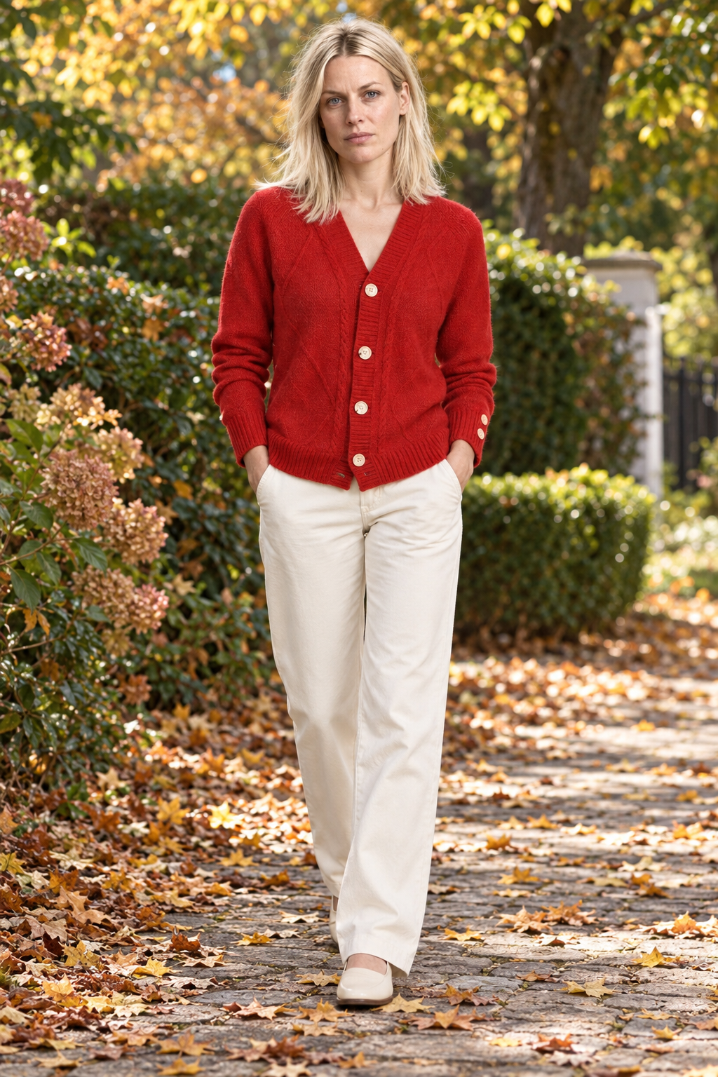 Solveig | Wool Knit V-Neck Button Cardigan