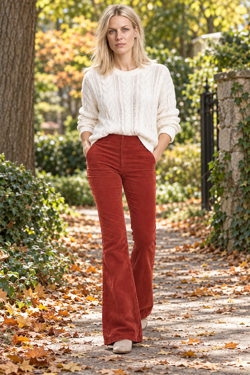 Ninon | High-Waisted Pull-On Corduroy Flare Pants