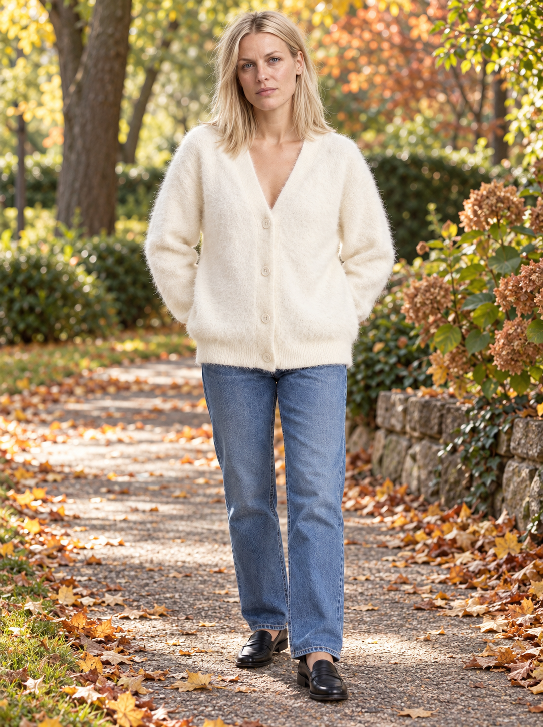 Ernestine | Fluffy V-Neck Button Cardigan