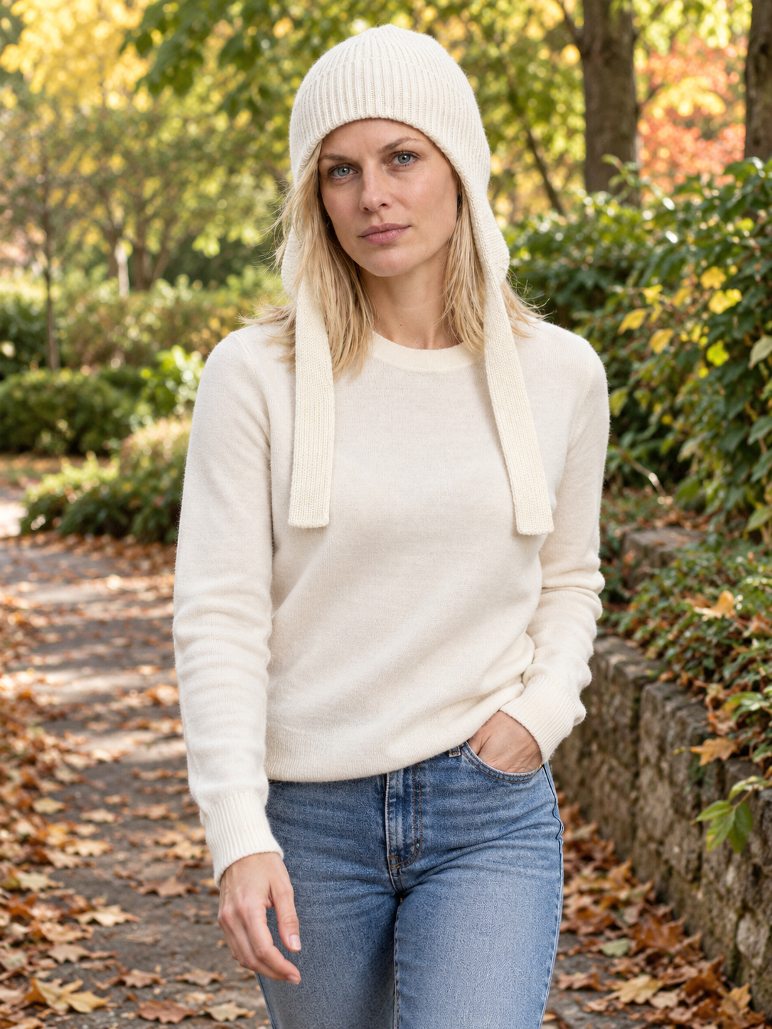 Ariadne | Ribbed Knit Tie-Up Earflap Hat