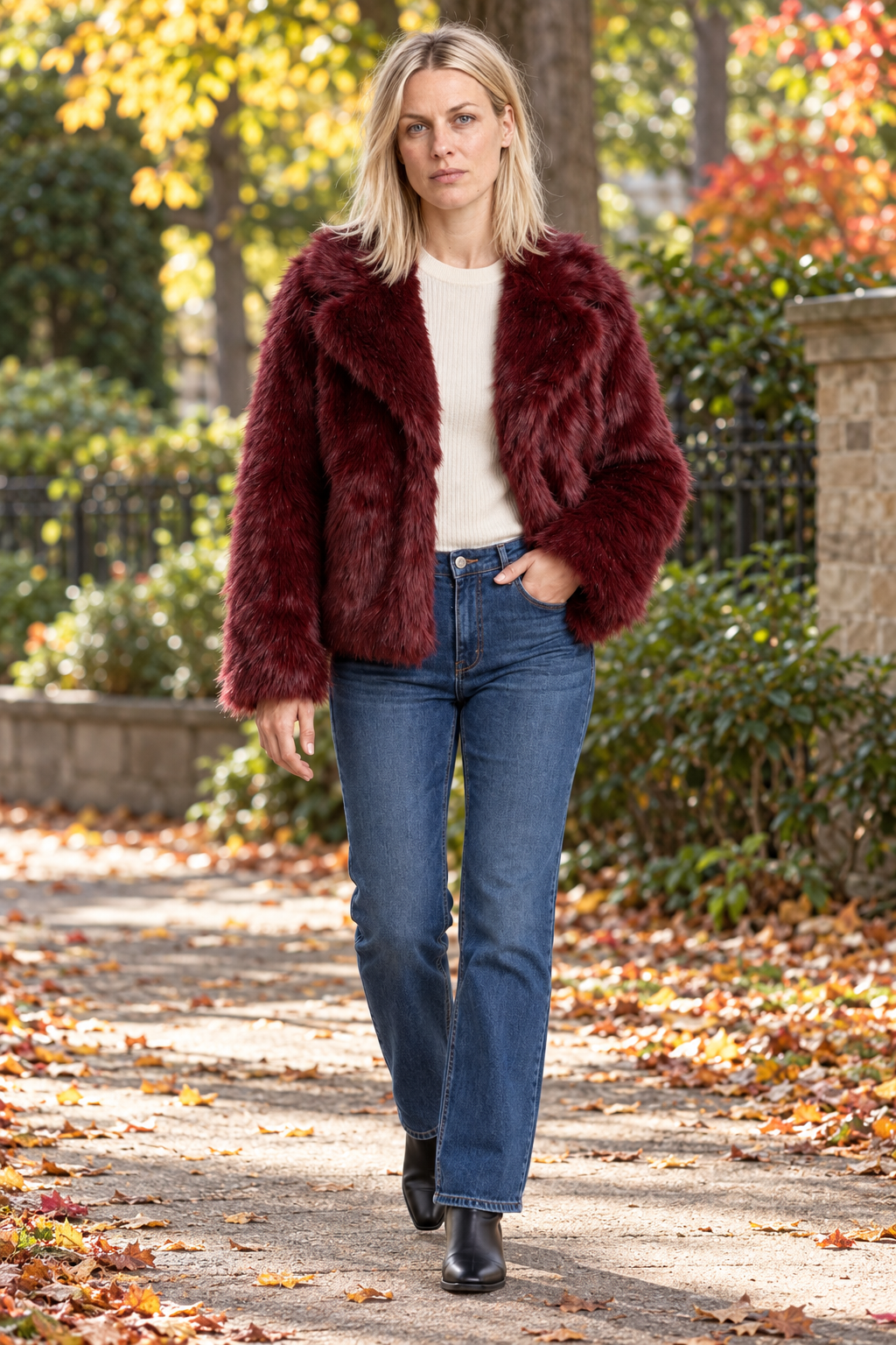 Fernanda | Oversized Wide-Lapel Faux Fur Hip-Length Jacket