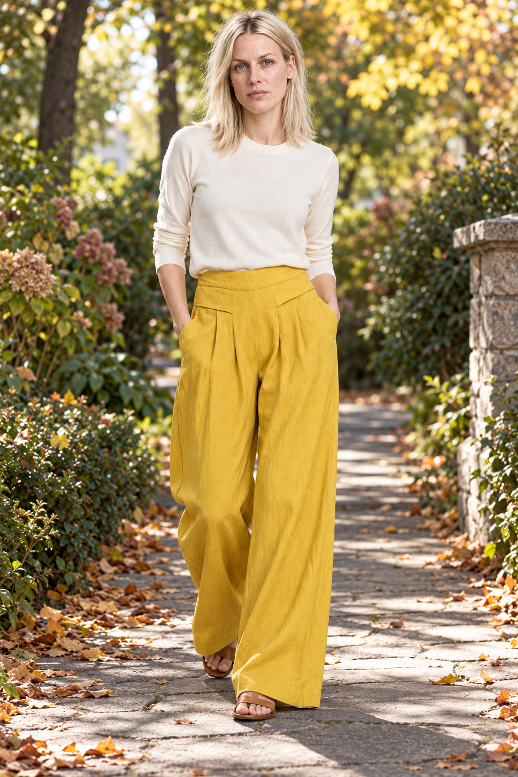 Ronja | Pleated Elastic-Back Wide-Leg Palazzo Pants
