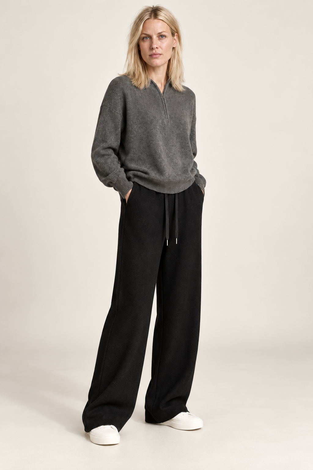 Calida | Fleece-Lined Drawstring Knit Wide-Leg Pants