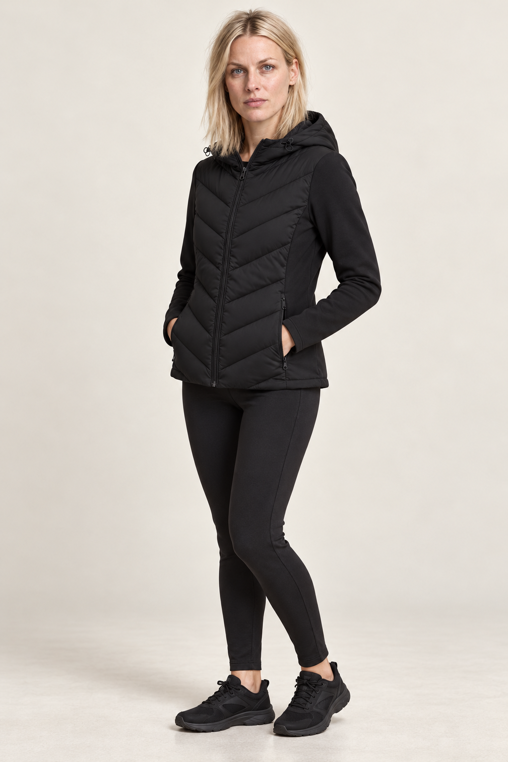 Jasna | Hooded Chevron-Quilted Hybrid Jacket
