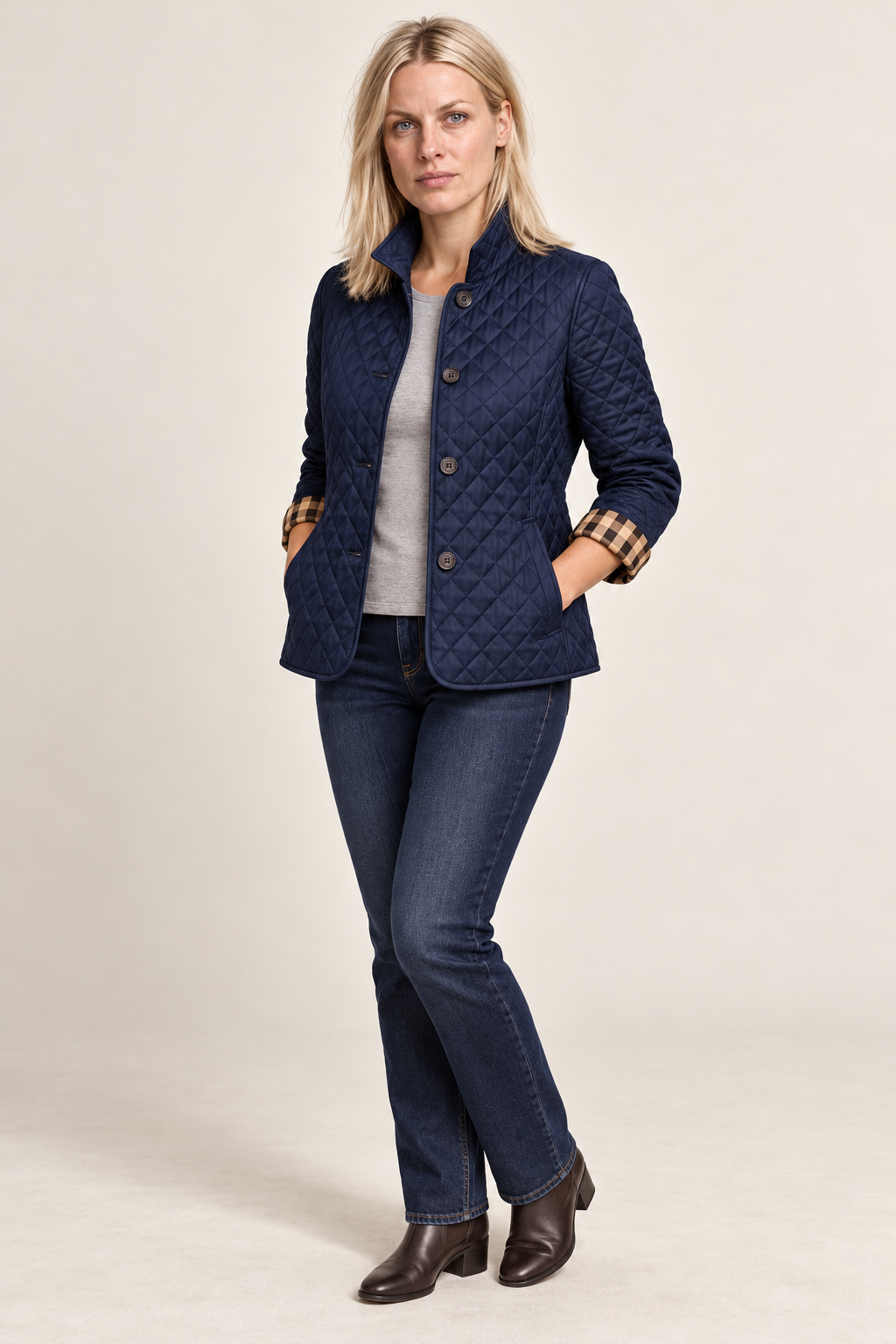 Jelena | Diamond-Quilted Button-Front Jacket