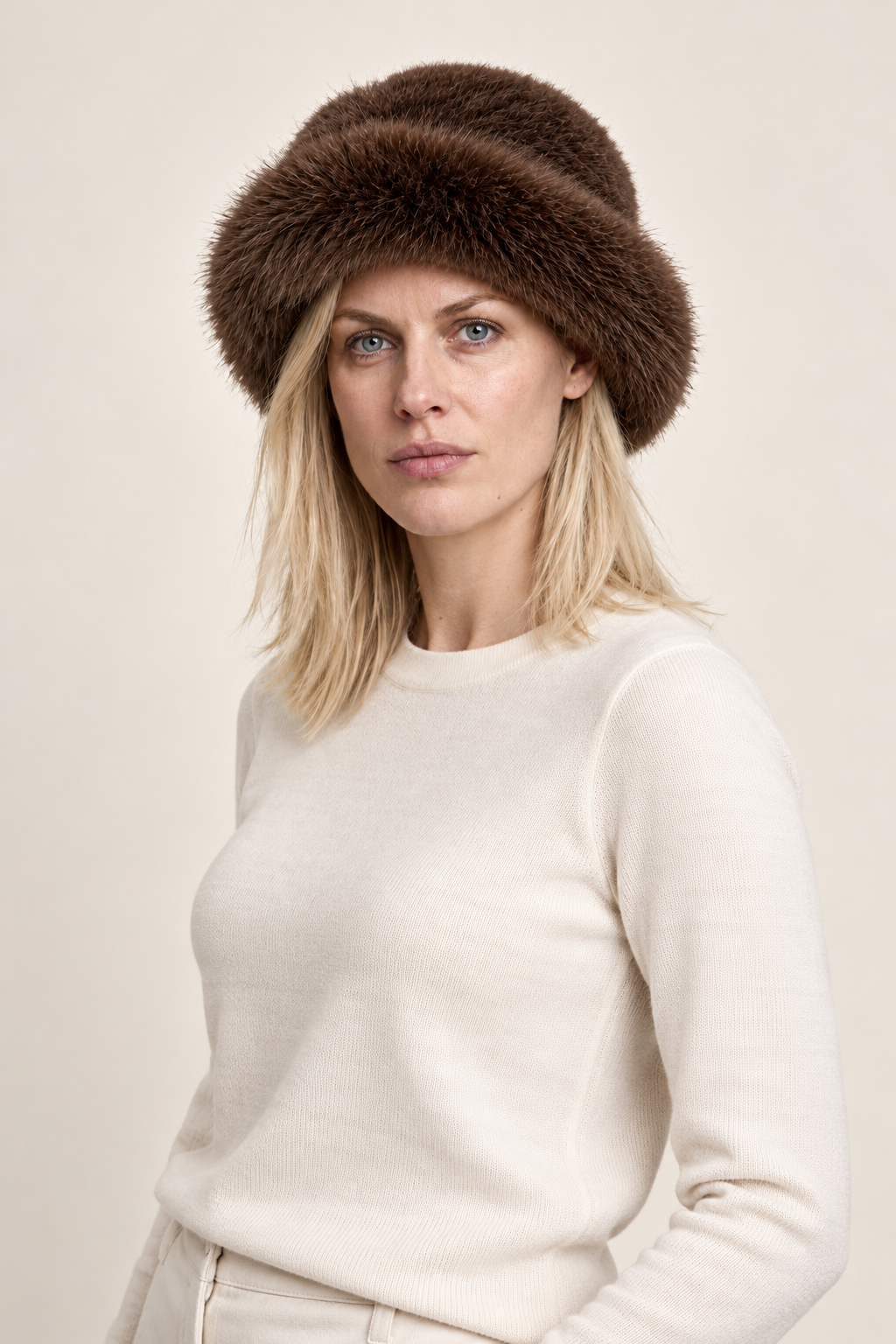 Almira | Plush Faux Fur Rolled-Brim Hat