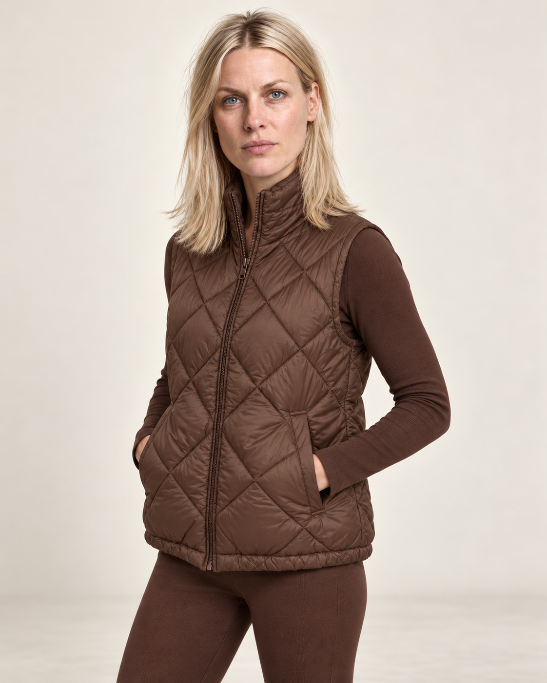 Liesel | Diamond-Quilted High-Collar Puffer Gilet