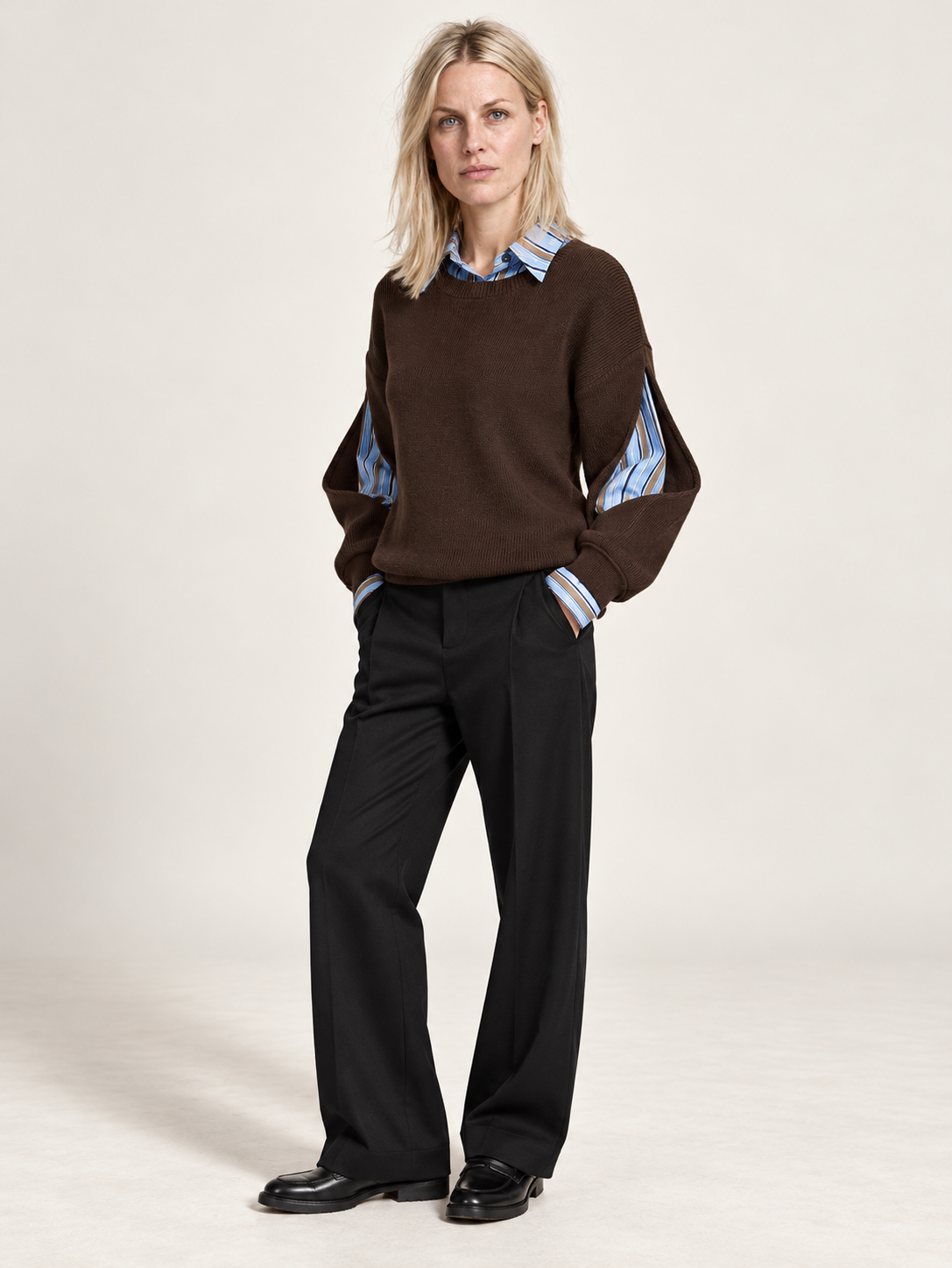 Zora | Layered Shirt Crew Neck Jumper