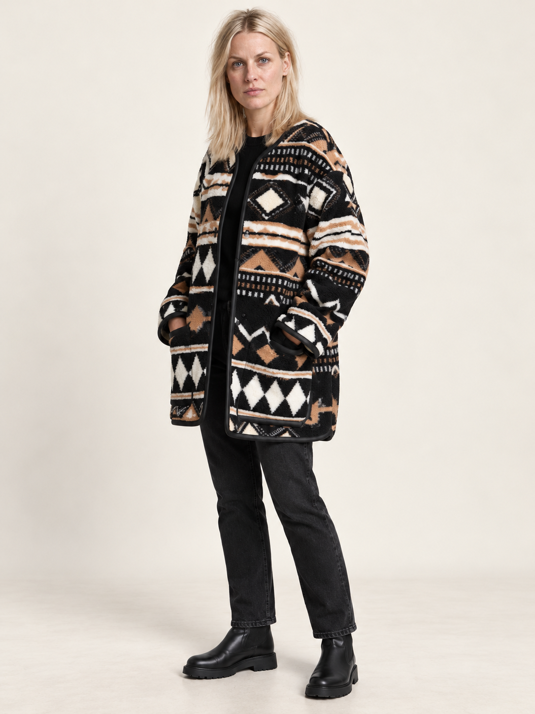 Katrina | Aztec Print Fleece Coat