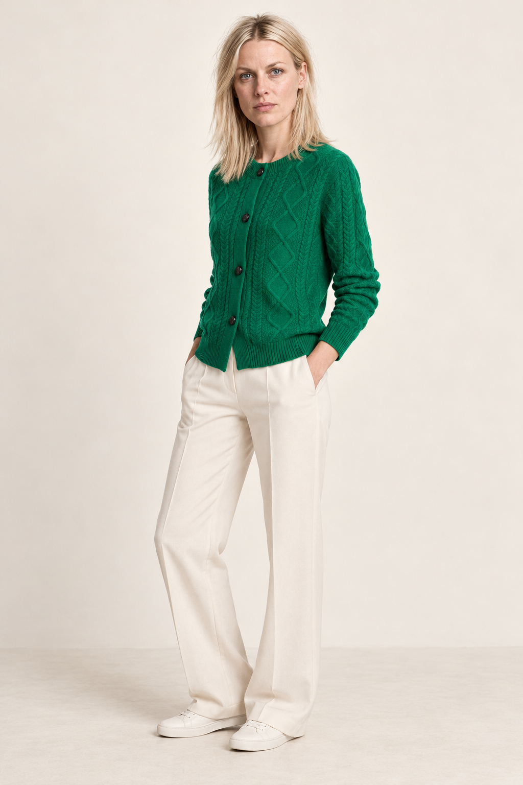 Felicity | Cable-Knit Button Cardigan