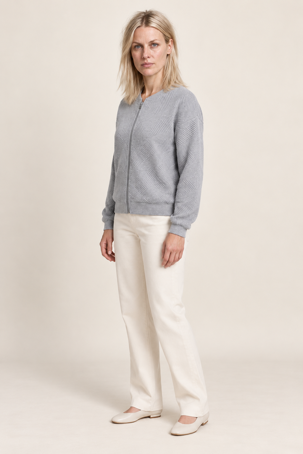 Florence | Textured Zip-Up Bomber Jacket