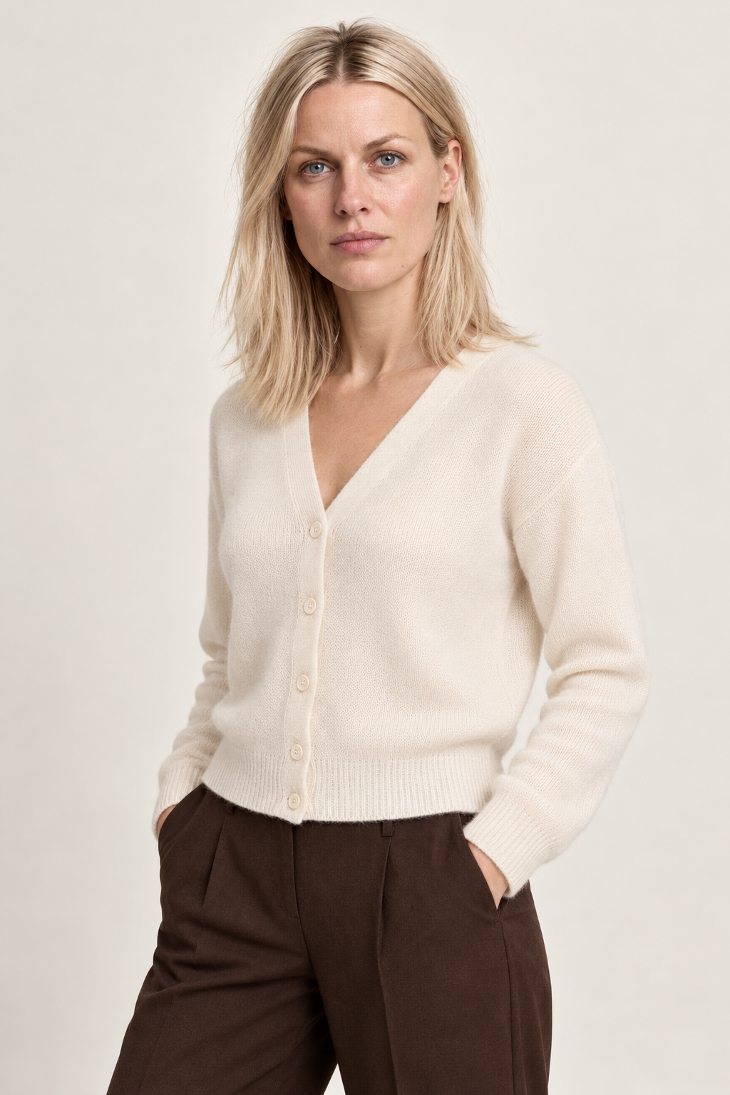 Ilse | Brushed V-Neck Button Cardigan