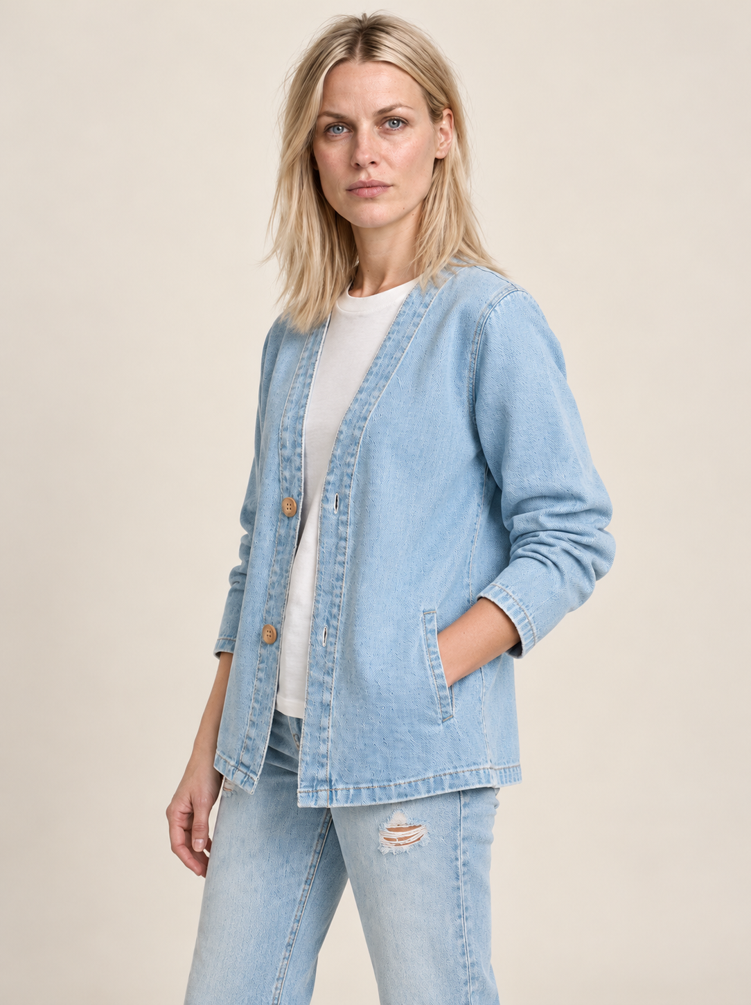 Fionnuala | Denim Button-Down Cardigan