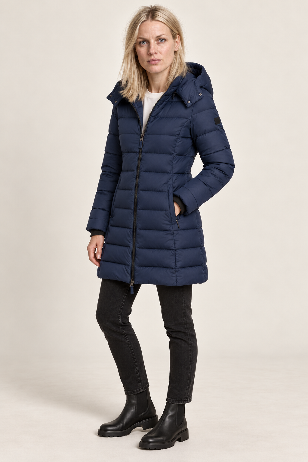 Kalina | Hooded Channel-Quilted Mid-Thigh Puffer Jacket