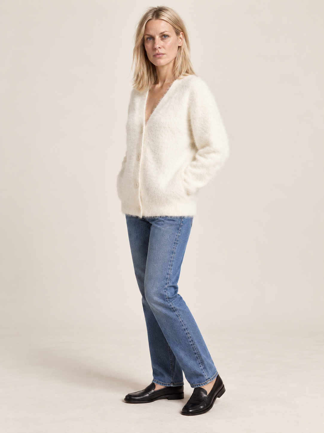 Ernestine | Fluffy V-Neck Button Cardigan