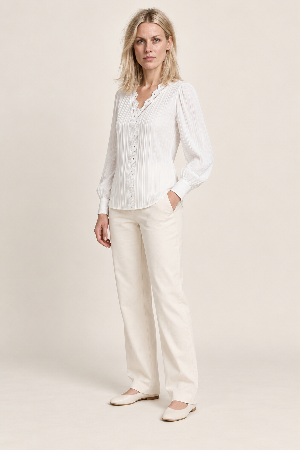 Andrea | Lace-Trim Pullover Blouse